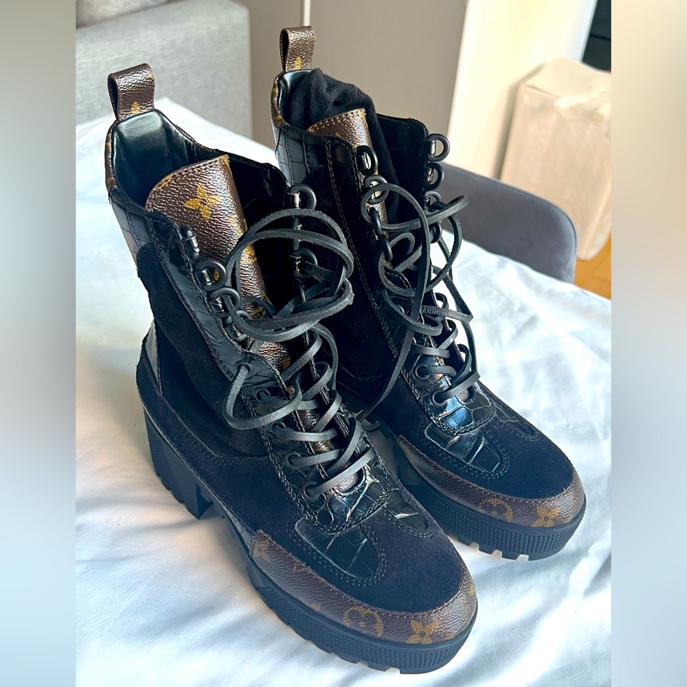 Louis Vuitton LV combat boots, size 5.5